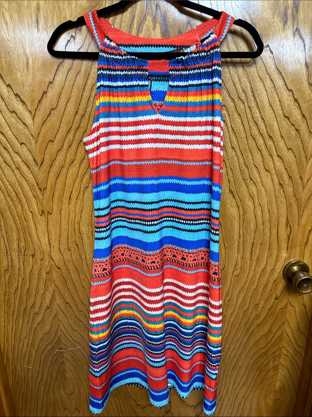 Isle Striped Multicolor Knit Tank Dress - Red & Blue Medium